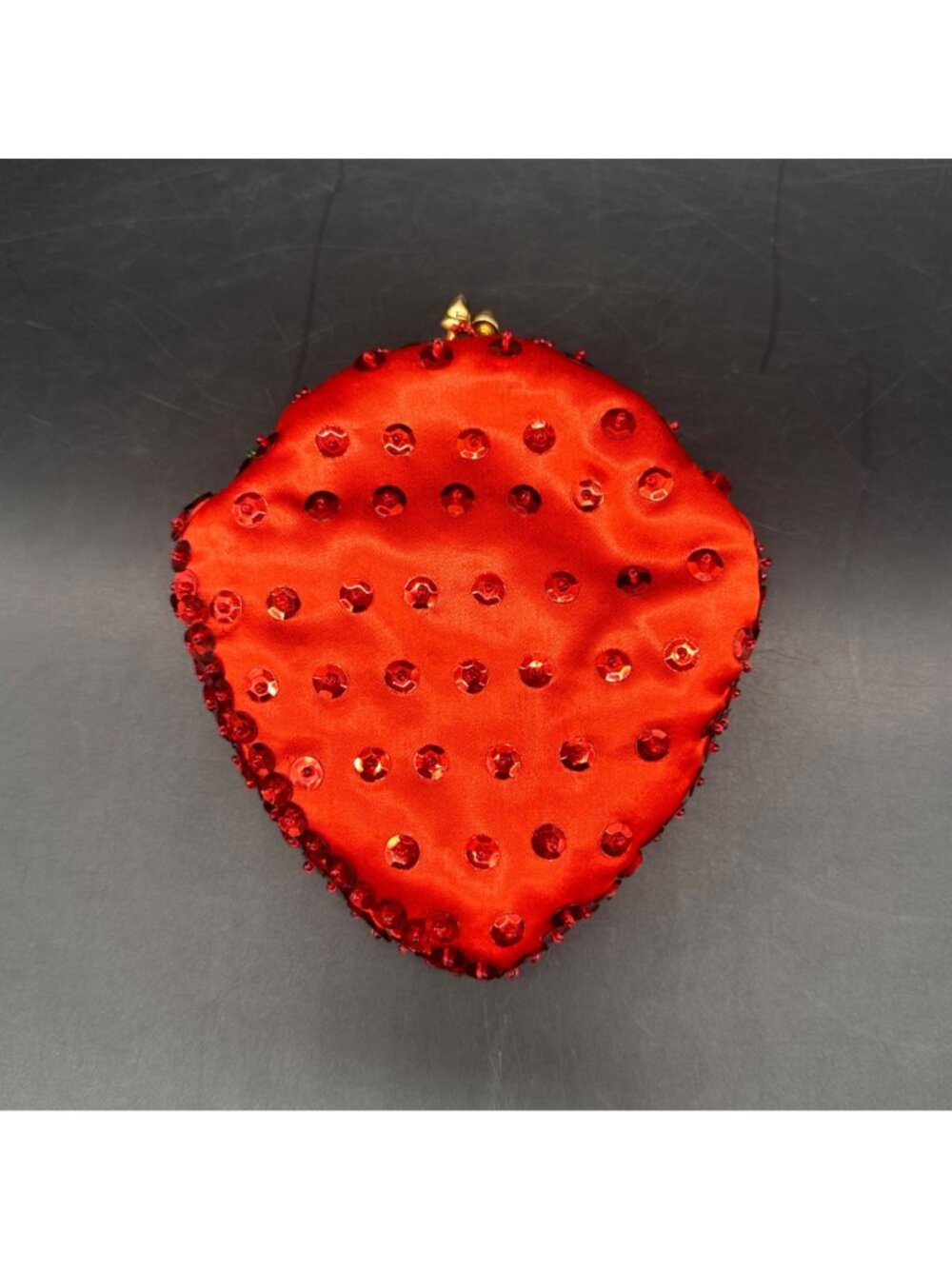 Vintage Strawberry Coin Purse Sequins Beaded Red Green Hong Kong Wallet Retro - Picture 3 of 7
